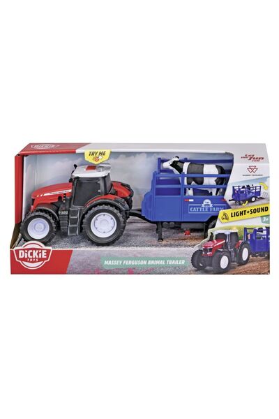 Simba Трактор DICKIE MASSEY FERGUSON с ремарке със звуци и светлини