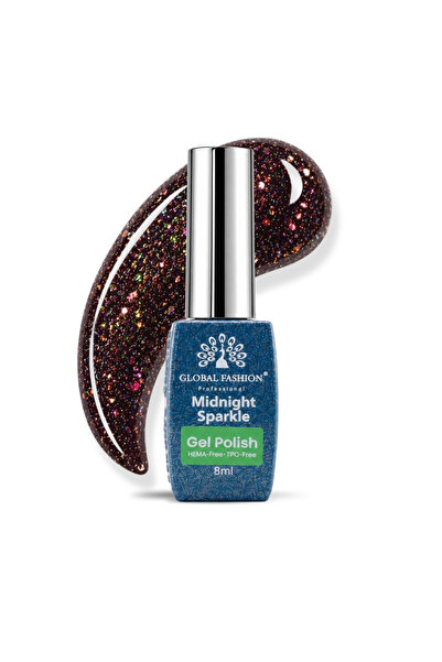 GLOBAL FASHION Professional Midnight Sparkle Gel Polish 8ml UV LED, HEMA TPO ...
