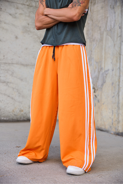 Superbluemexico Men's Striped Detailed Loose Baggy Trousers