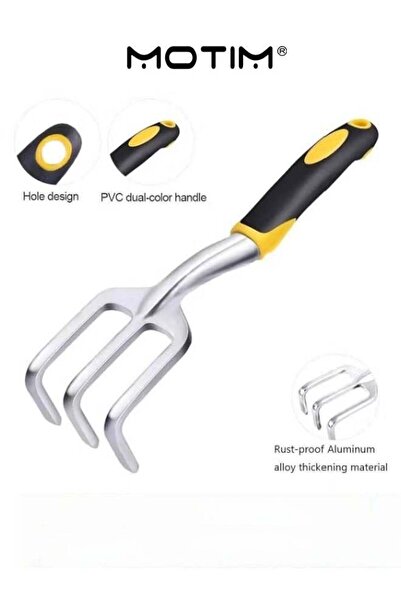 MOTIM 5 PCS Garden Tool Set Including Transplanting Spade Trowel Cultivator Pruner Gardening Gloves Heavy Duty Cast-Aluminium Garden Tools Kit for Gardening Potting Flowering Planting Yellow