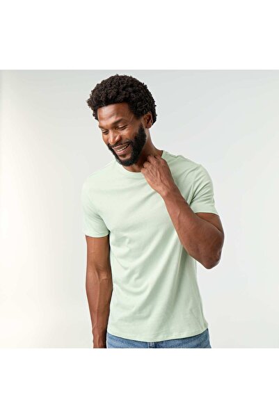 KIABI Plain Jersey Straight T-Shirt Green