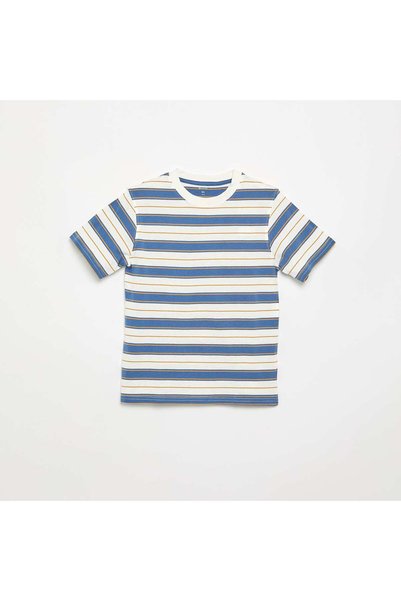 KIABI Striped Short-Sleeved T-Shirt White