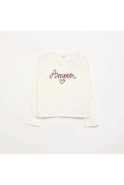 KIABI Long-Sleeved T-Shirt With Graphic White