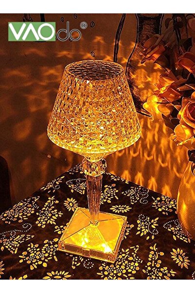 VAODO Crystal Lamp Acrylic Crystal Table Lamp with Remote Control Cordless Di...
