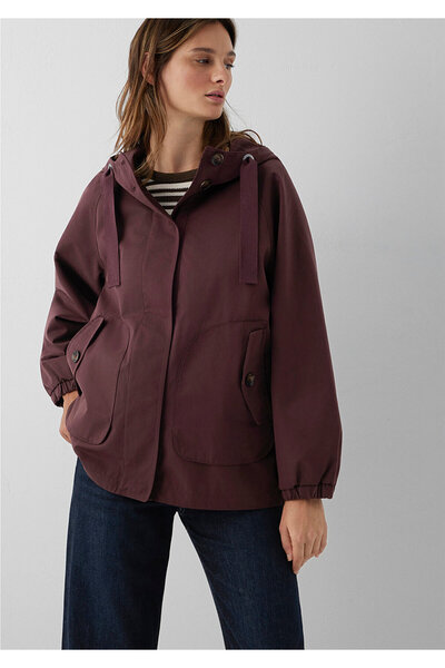 Mavi Kapüşonlu Bordo Ceket Loose Fit / Bol Rahat Kesim 1110014-70252