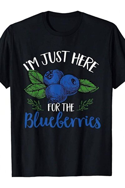 29CUN تي شيرت ريترو بلوبري - طباعة جرافيكية بعبارة "I'm Just Here The Blueber...
