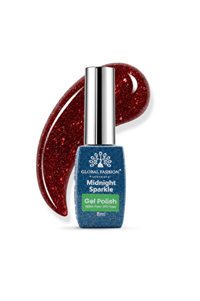 GLOBAL FASHION Professional Midnight Sparkle Gel Polish 8ml UV LED, HEMA TPO ...