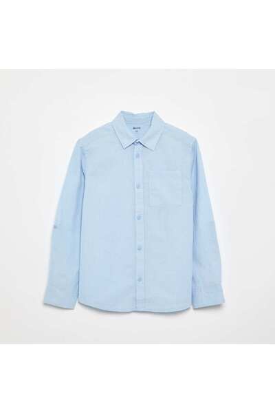 KIABI Long-Sleeved Shirt With Chest Pocket Blue