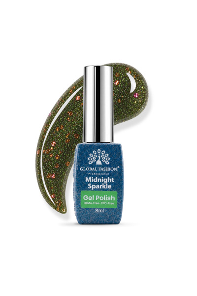 GLOBAL FASHION Professional Midnight Sparkle Gel Polish 8ml UV LED, HEMA TPO ...