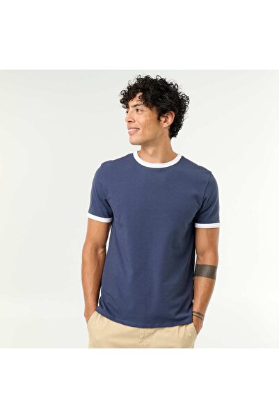 KIABI Short-Sleeved T-Shirt With Contrasting Trim Blue