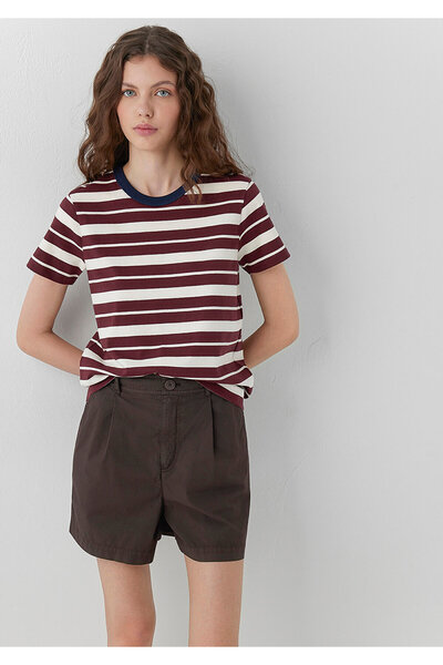 Mavi Burgundy Striped T-Shirt Regular Fit / Normal Cut 1614188-87982