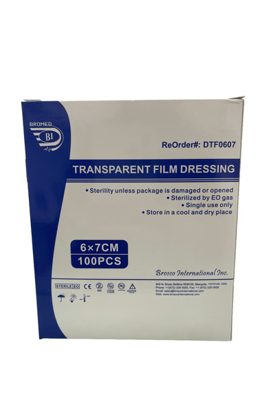 bromed Transparent Film Dressing 6X7 cm, 100 pcs