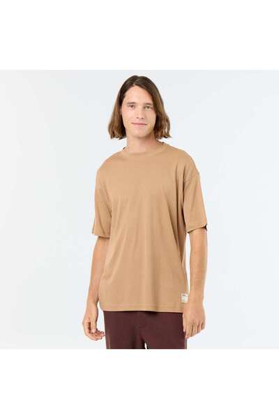 KIABI Men'S Plain Short-Sleeved Crew Neck T-Shirt Beige