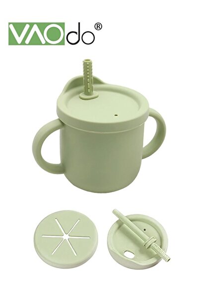 VAODO 2-in-1 Baby Sippy Cup Easy to Hold Children's Straw Cup Silicone Baby S...