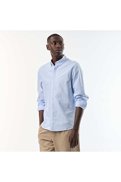 KIABI Oxford Shirt With Button-Front Opening Blue