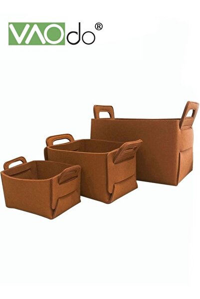 VAODO 3-Pack Felt Storage Basket Foldable Multifunctional Clothes Organizer D...