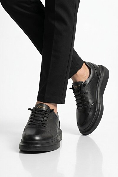 Voyager Black Genuine Leather Memory Foam Men's Casual Shoes