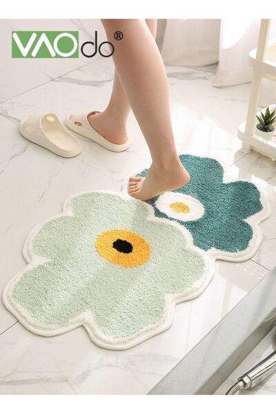 VAODO Cute Bath Mat Soft Superfine Fiber Flower Floor Mat Bathroom, Non Slip ...