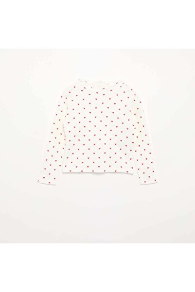 KIABI Ribbed T-Shirt With Scalloped Neck White