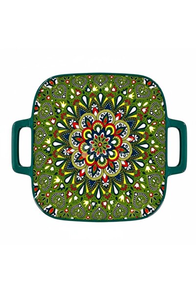 Ceramica Martinescu Tava din ceramica cu doua manere, verde, pentru servire, ...