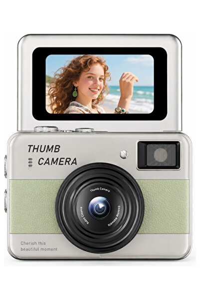 Mmctech 48MP 4K Mini Dijital Fotoğraf Makinesi 2.4'' Döner Selfie Ekranı Otomatik Odaklama LED Flaş Şarj Edilebilir