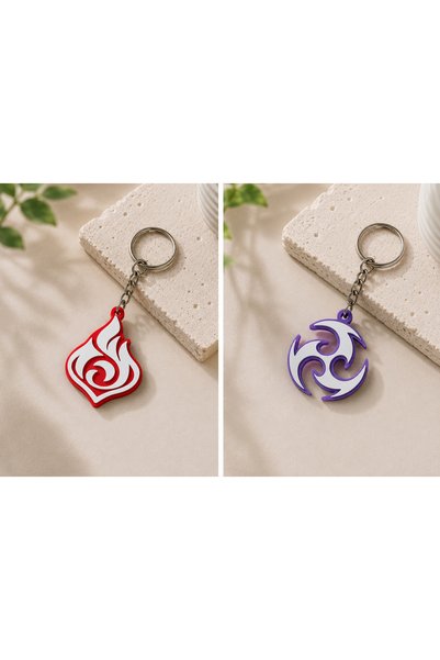 keysa Genshin Impact Keychain 3D Printing Game Accessory Element Symbol Keychain