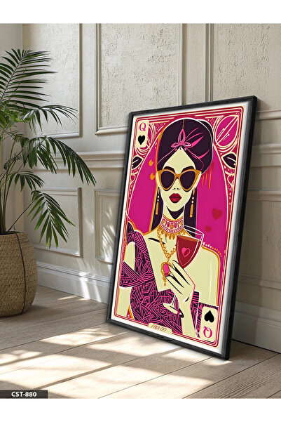 Evinemoda Maça Kızı One-Piece Wooden Framed Painting