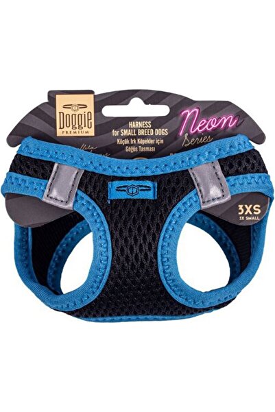 Doggie Cool Woven Neon Series Small Breed Chest Harness Blue Xs-30-34 cm