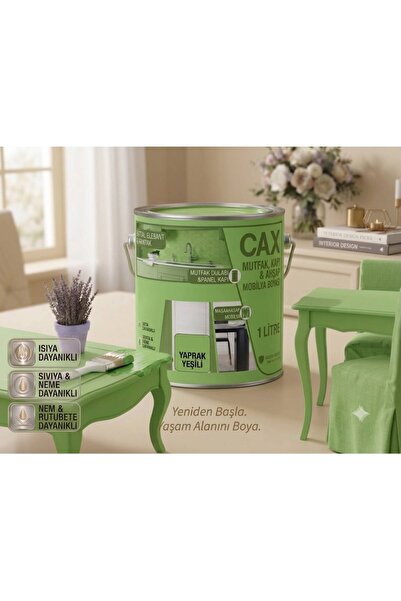 caxcolors CAX Ahşap Ve Mobilya Boyası 1 Litre - Masa, Sehpa, Mutfak Dolabı Ve...