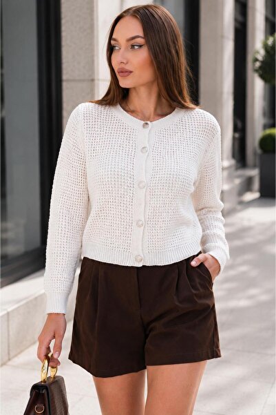 ŞİMAL Women's Thessaloniki Knitted Baby Collar Button Closure Knitwear Cardig...