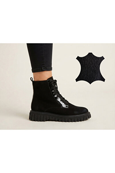 MARCO ROCCO Genuine Leather Suede Patent Leather Lace-Up Zippered Boots Women...