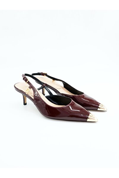 Tenau Women's Genuine Leather Heeled Shoes Claret Red
