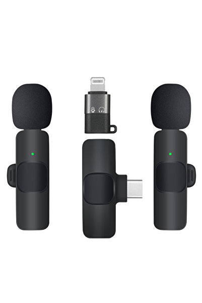 wiks 2'li Kablosuz Yaka Mikrofonu Type-C Lightning Uyumlu