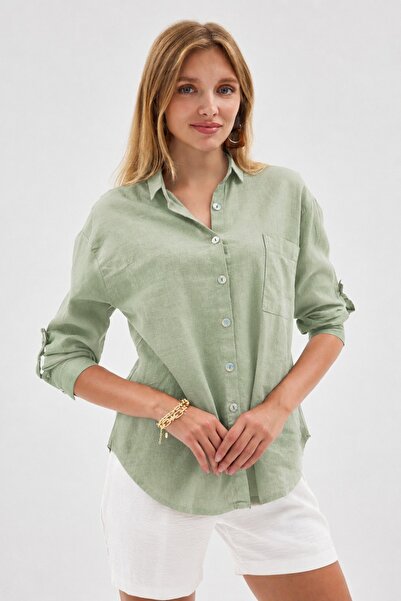 Heaven Ephesus Women's Linen Shirt- Classic Office Shirt - Maria Linen Shirt ...