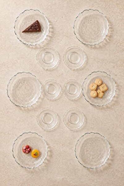 İLİVA 12 Piece Tea Set - Cake Plate, Tea Plate - Simple Modern Breakfast Set