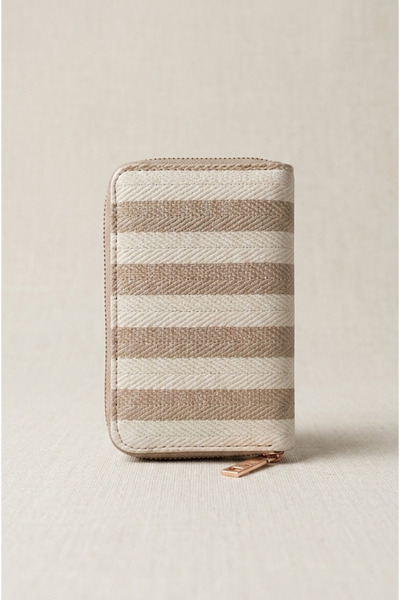 Mazel Design Women's Mink Striped Fabric Mini Wallet with Zipper, Multiple Co...