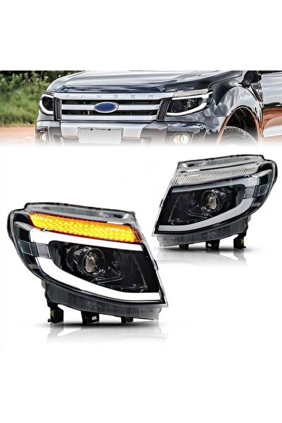 CΑRΝΕR Σετ Εμπρόσθιων Προβολέων για Ford Ranger T6 2012-2015 DRL Δυναμικά Μαύ...