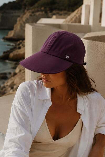 Külah Women's Wide Brim Uv Protection Adjustable Technical Sun Hat - Plum