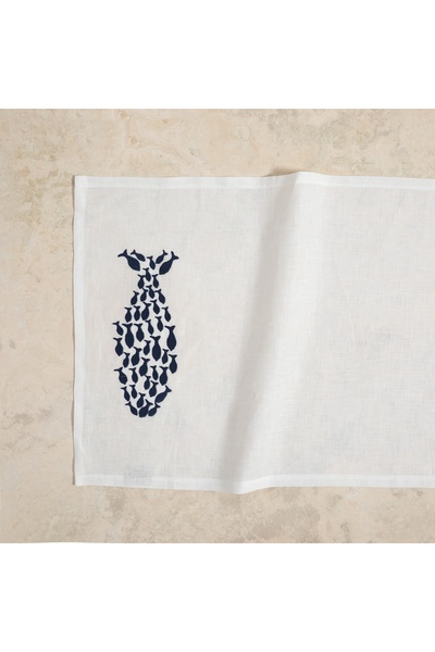 Mudo Concept FISH NAKIŞLI KETEN RUNNER 45X130 CM