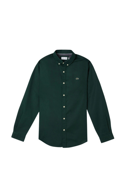 Lacoste Erkek Slim Fit Düğmeli Yaka Koyu Yeşil Gömlek