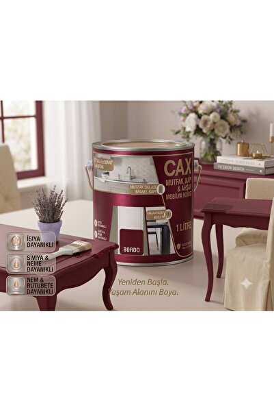 caxcolors CAX Ahşap Ve Mobilya Boyası 1 Litre - Masa, Sehpa, Mutfak Dolabı Ve...