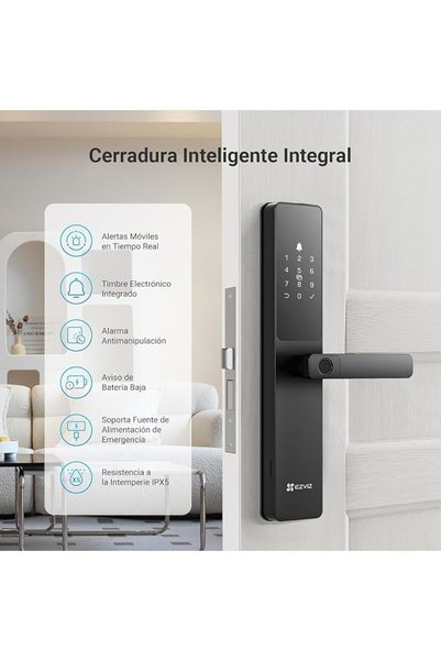 GENERAL قفل ذكي EZVIZ Y2000، قفل باب ذكي 7 في 1 ولوحة مفاتيح دخول بدون مفتاح، واي فاي مدمج، وصول ببصمة الإصب