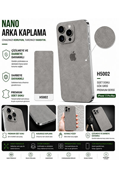 Biemtek iPhone 14 Süet Gök Grisi 3M Telefon Arka Kaplama