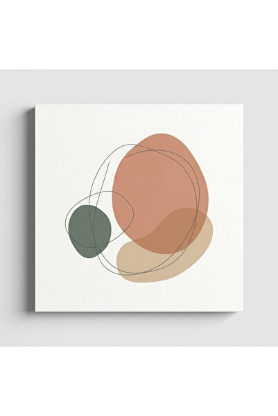 İskandinav Minimalist Soyut Kanvas Tablo Toprak ve Taba Tonları Line Art Baskılı Modern Duvar Tablosu