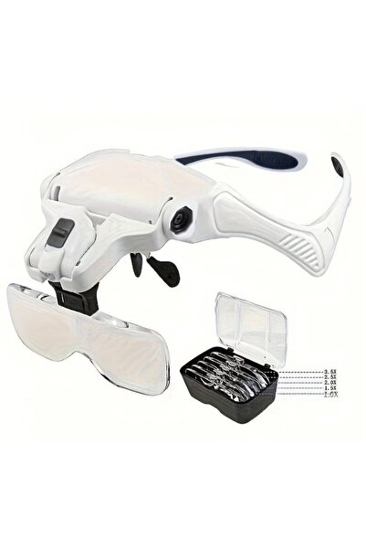 MOHAMED Ochelari cu mărire 5x, 2 LED-uri, 9892B2, Încărcare USB, 1.5 - 3.5x