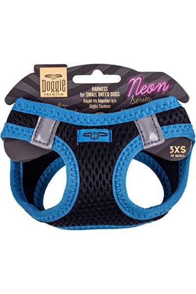 Doggie Cool Woven Neon Series Small Breed Chest Harness Blue 2XS-26-30 cm