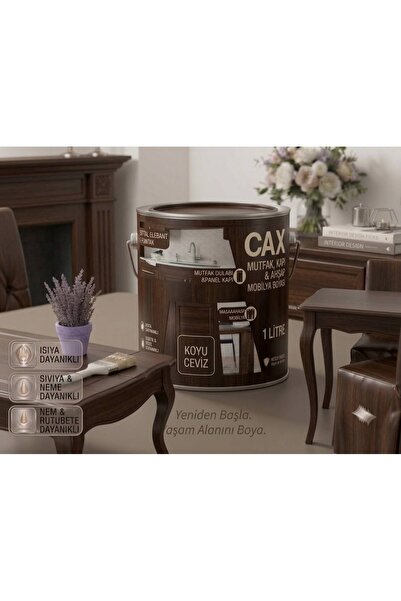 caxcolors CAX Ahşap Ve Mobilya Boyası 1 Litre - Masa, Sehpa, Mutfak Dolabı Ve...