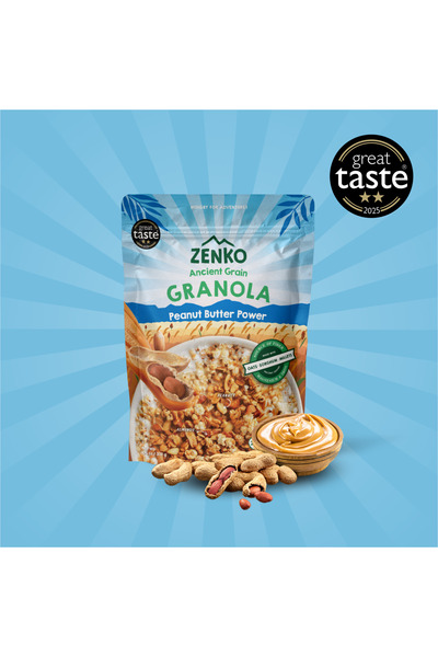 Zenko Superfoods جرانولا الحبوب الأصلية بزبدة الفول السوداني 285 جرام علبة عم...