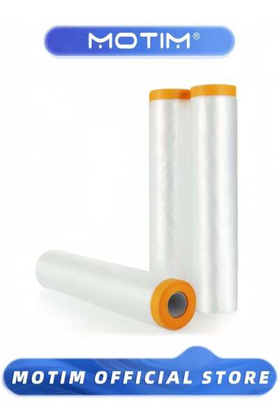MOTIM 3PC Dust Sheet Roll 4x20M Plastic Dust Sheets with Masking Tape for Dec...