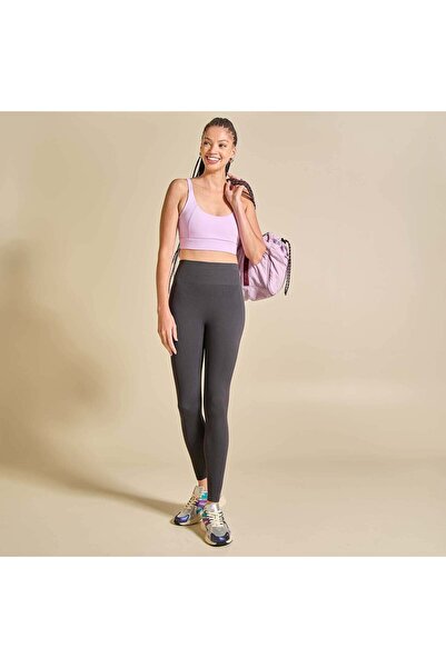 KIABI Ribbed Sports Leggings Black